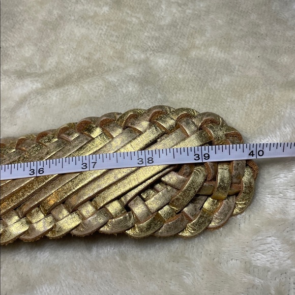Linea Pelle Leather Gold Braided Belt with Buckle main image 5